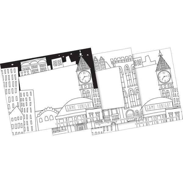 Barker Creek Color Me! Cityscapes Name Tags/Self-Adhesive Labels, Multi-Design Set, 45/Pack 1542 - main